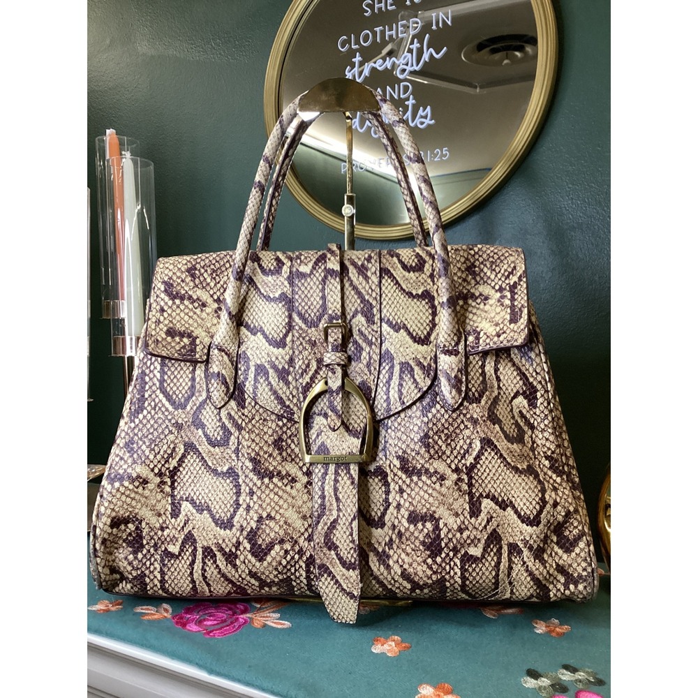Margot New York‎ Satchel Bag Large Snakeskin Embossed Leather